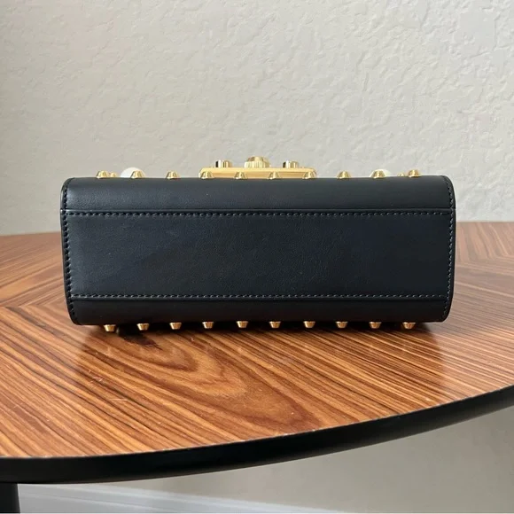 Gucci Calfskin Studded Small Padlock Shoulder Bag Black - Picture 6 of 16